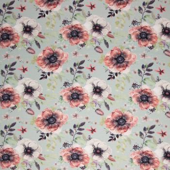 Baumwoll Waffeljersey Lisa Mohnblüten auf Mint by Swafing